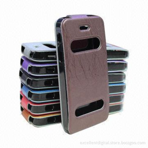 Window Style Vertical PU Leather Phone Case for iPhone 5